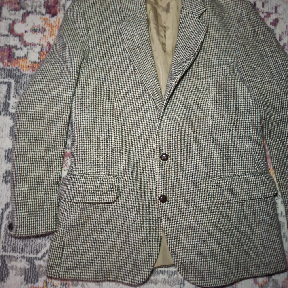 Men's Houndstooth Sport Coat in Green and Brown